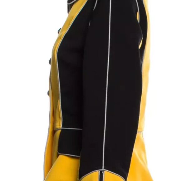 Moschino Italian Yellow Gold Black Silver Zipper Jacket Colorblock US 8 Small - Picture 2 of 10